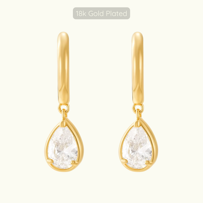 Michelle Teardop Charm Hoops - 18k Gold Plated
