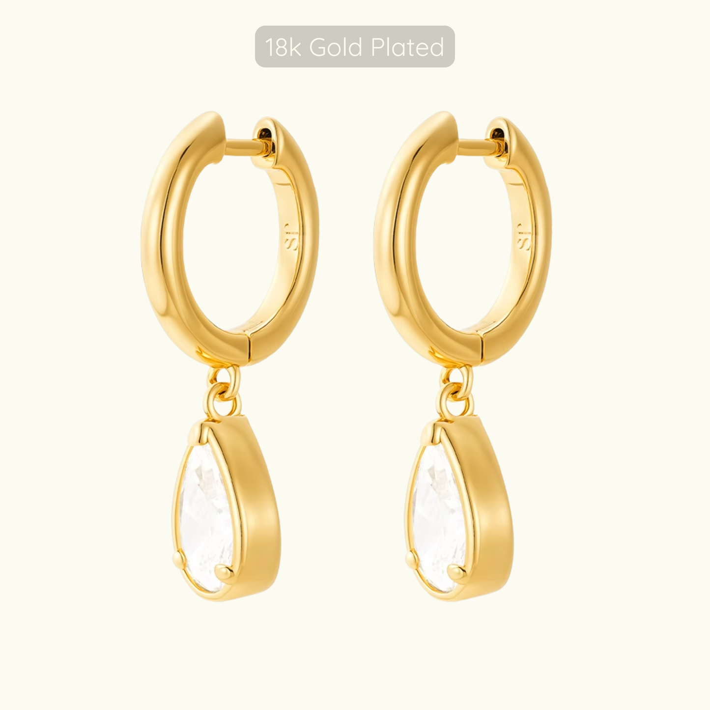 Michelle Teardop Charm Hoops - 18k Gold Plated