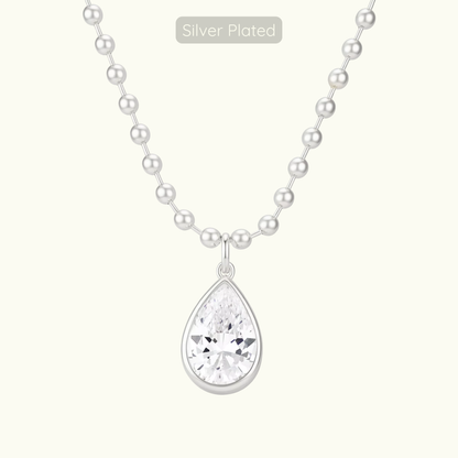 Michelle Teardop Charm Necklace - Silver Plated