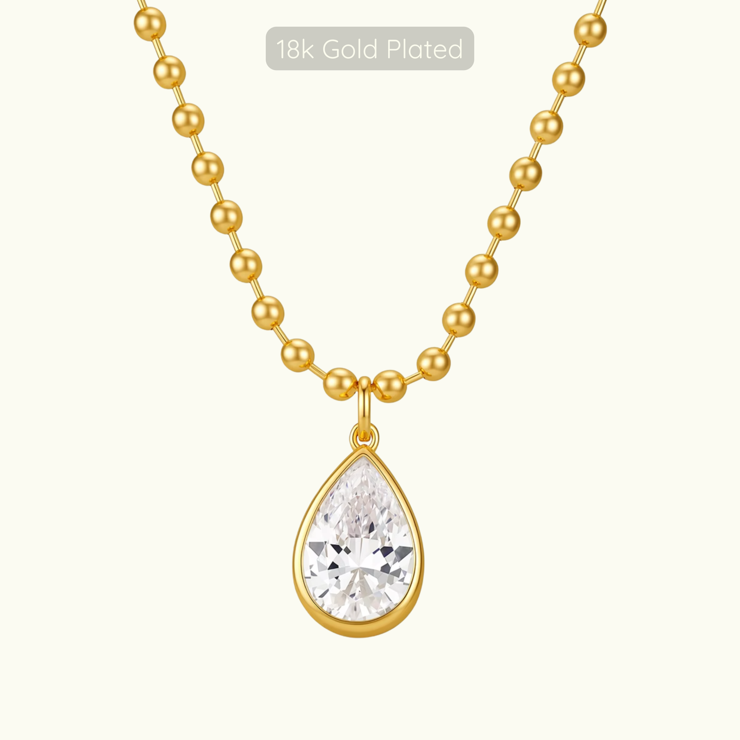 Michelle Teardop Charm Necklace - 18k Gold Plated