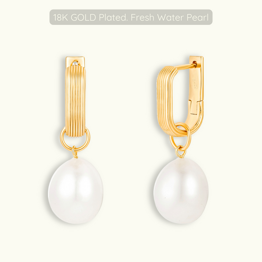 Pearl Hoops - 18k Gold Plated