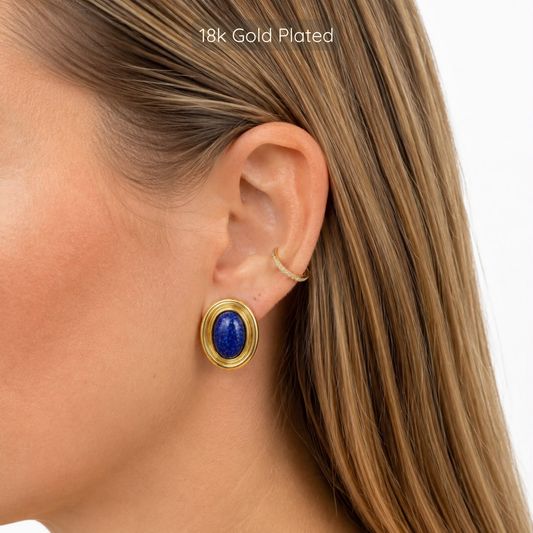 Phyllis Studs - 18k Gold Plated - Sodalite
