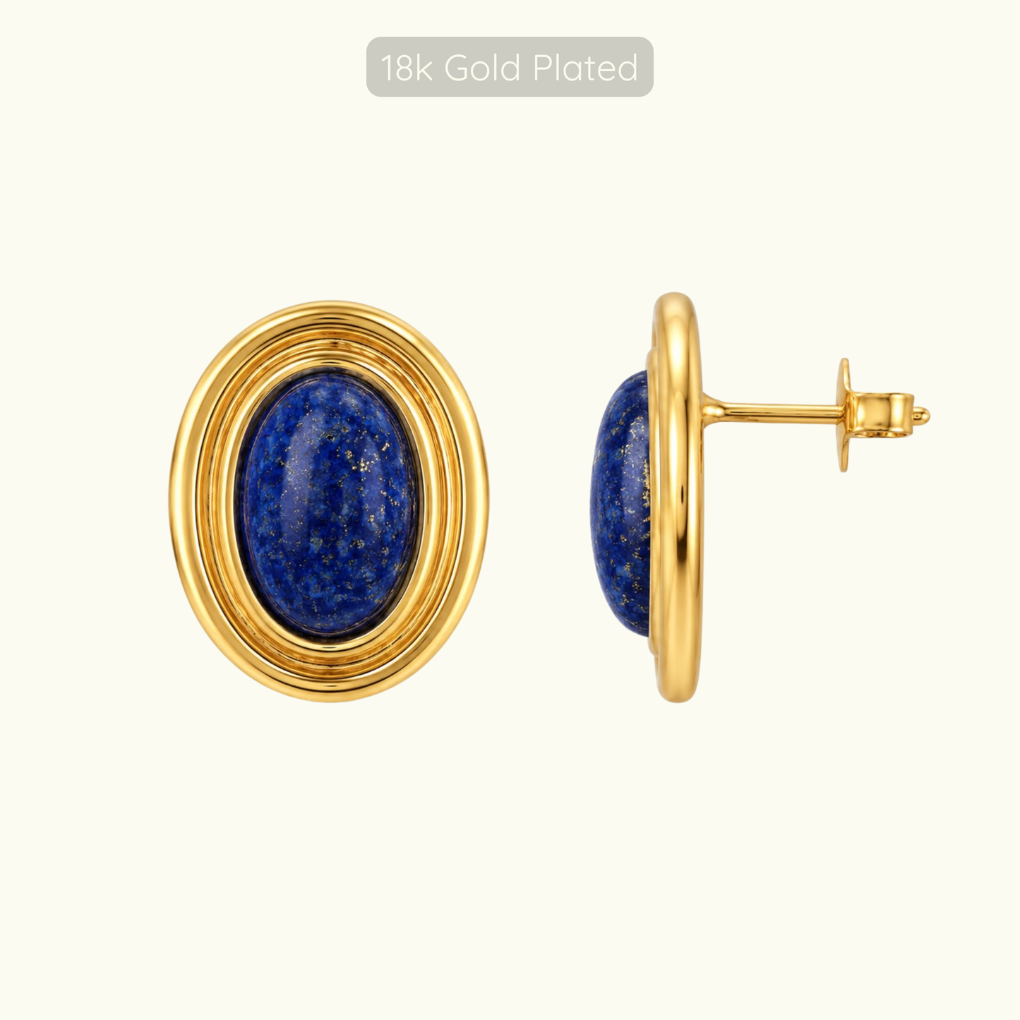 Phyllis Studs - 18k Gold Plated - Sodalite