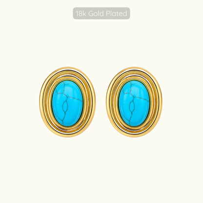 Phyllis Studs - 18k Gold Plated - Turquoise