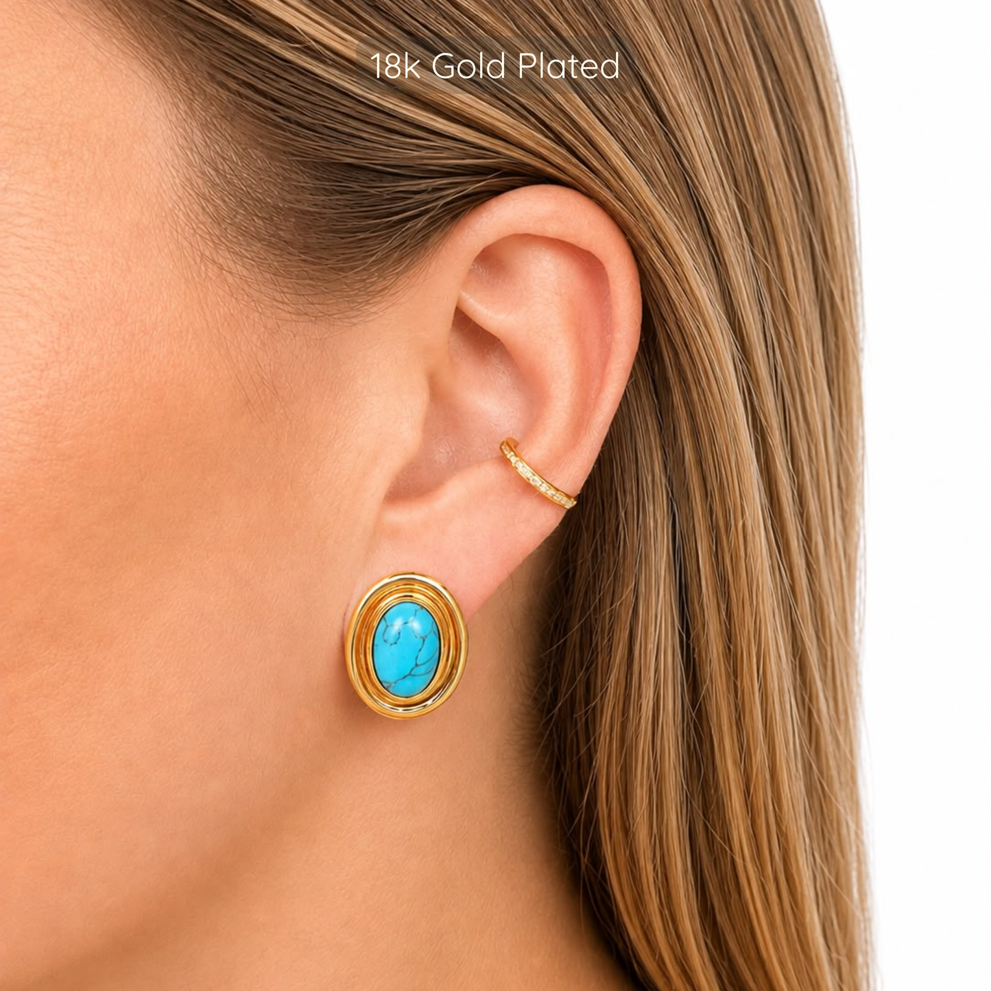Phyllis Studs - 18k Gold Plated - Turquoise