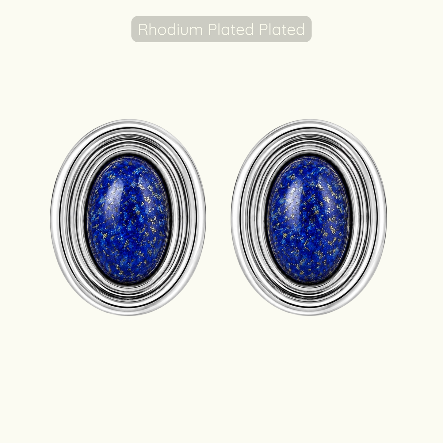 Phyllis Studs - Rhodium Plated - Sodalite