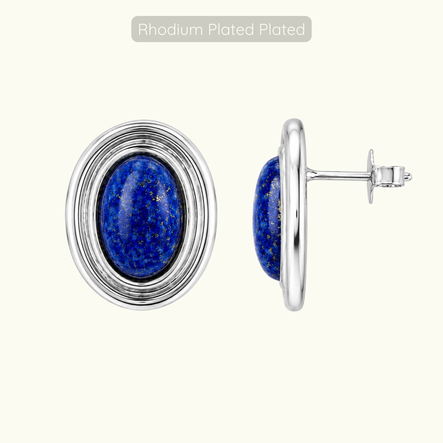 Phyllis Studs - Rhodium Plated - Sodalite
