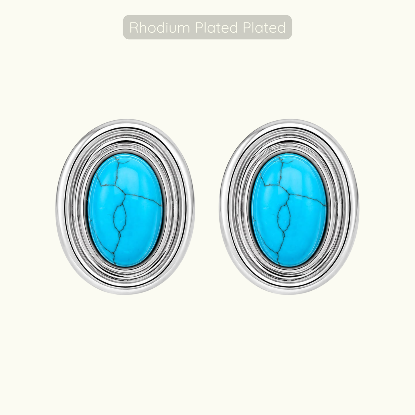 Phyllis Studs - Rhodium Plated - Turquoise