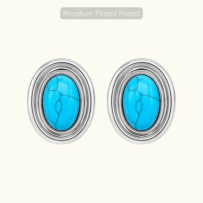 Phyllis Studs - Rhodium Plated - Turquoise