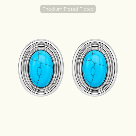 Phyllis Studs - Rhodium Plated - Turquoise