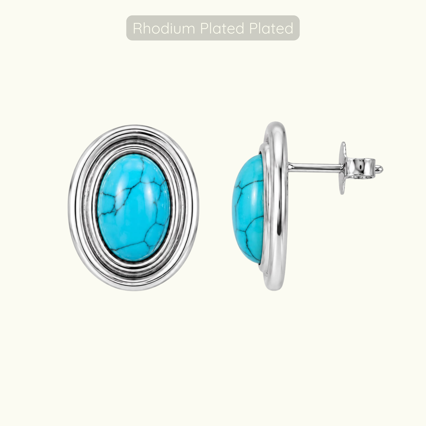 Phyllis Studs - Rhodium Plated - Turquoise