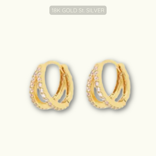 Victoria Huggies - White Stones - 18k Gold Plated 925 Sterling Silver