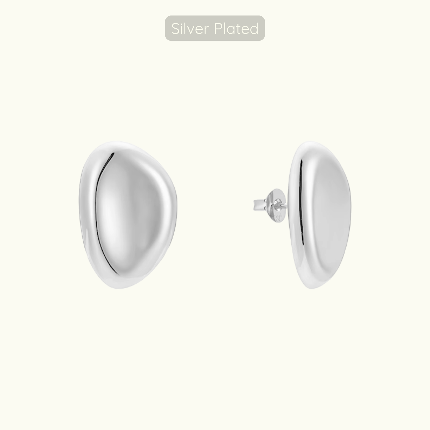 Pebble Studs - Silver Plated