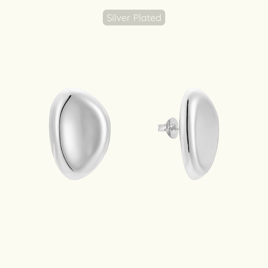 Pebble Studs - Silver Plated
