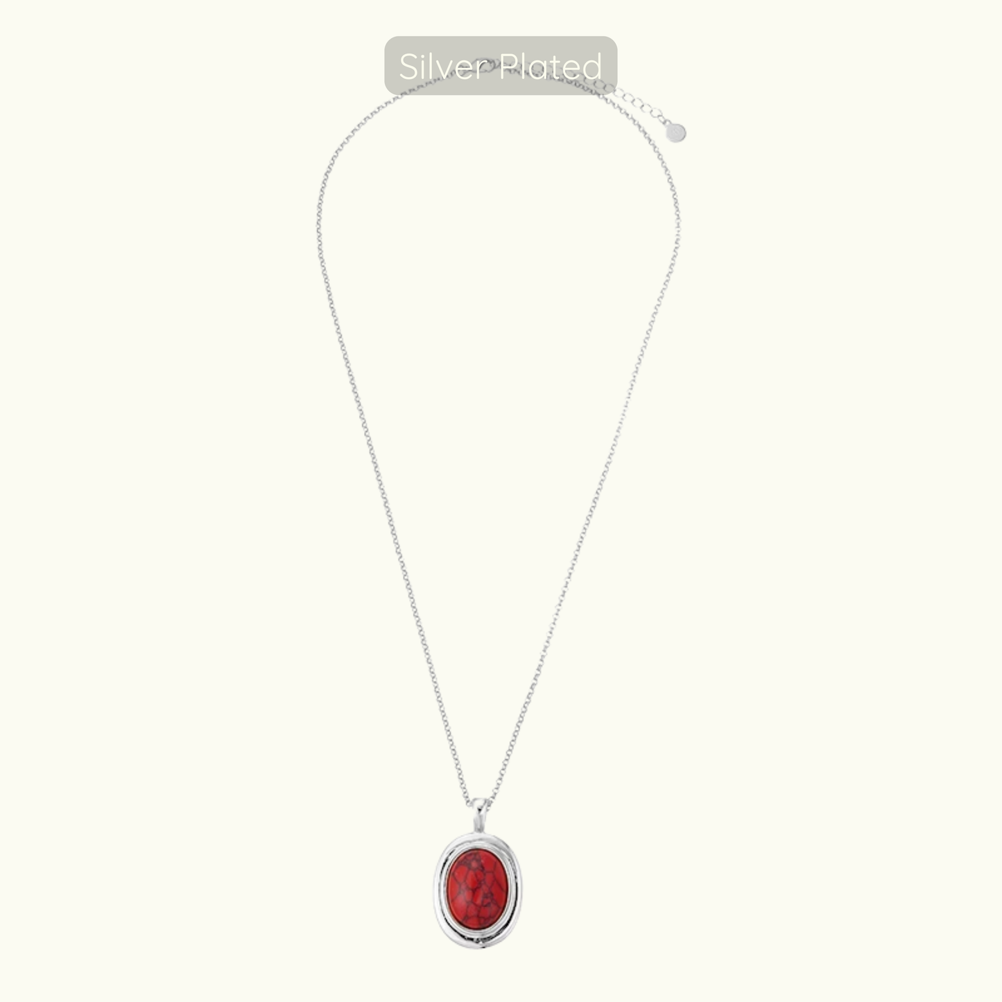 Stevie Necklace - Red Turquoise - Silver Plated