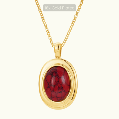 Stevie Necklace - Red Turquoise - 18k Gold Plated
