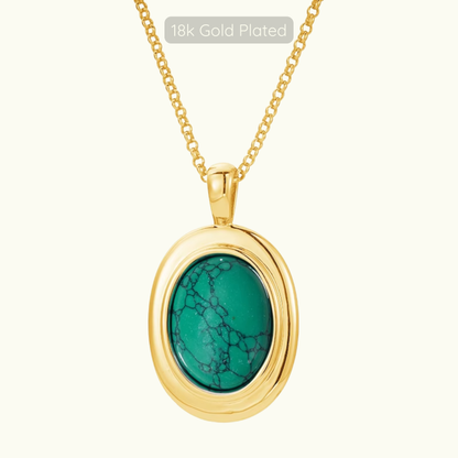 Stevie Necklace - Green Turquoise - 18k Gold Plated