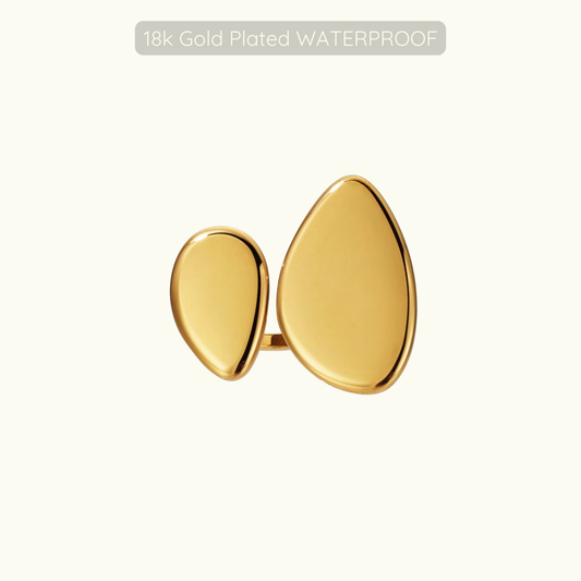 Pebble Adjustable Ring - 18k Gold Plated - Waterproof