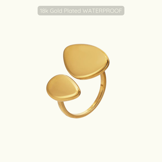 Pebble Adjustable Ring - 18k Gold Plated - Waterproof