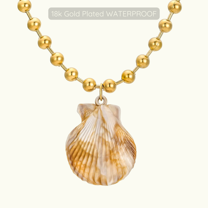 Siren - Scallop Shell Necklace - 18k Gold Plated - Waterproof