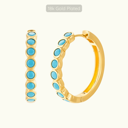 Sofia Hoops - 18k Gold Plated with Turquoise Stones
