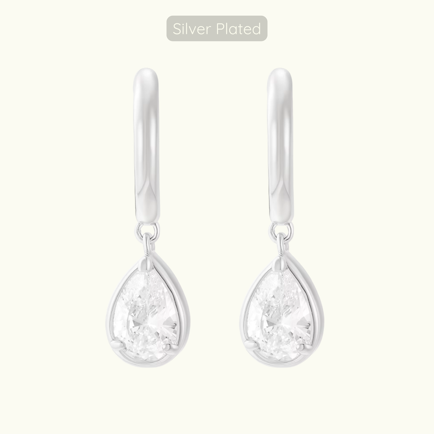 Michelle Teardop Charm Hoops - Silver Plated