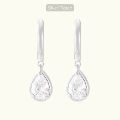 Michelle Teardop Charm Hoops - Silver Plated