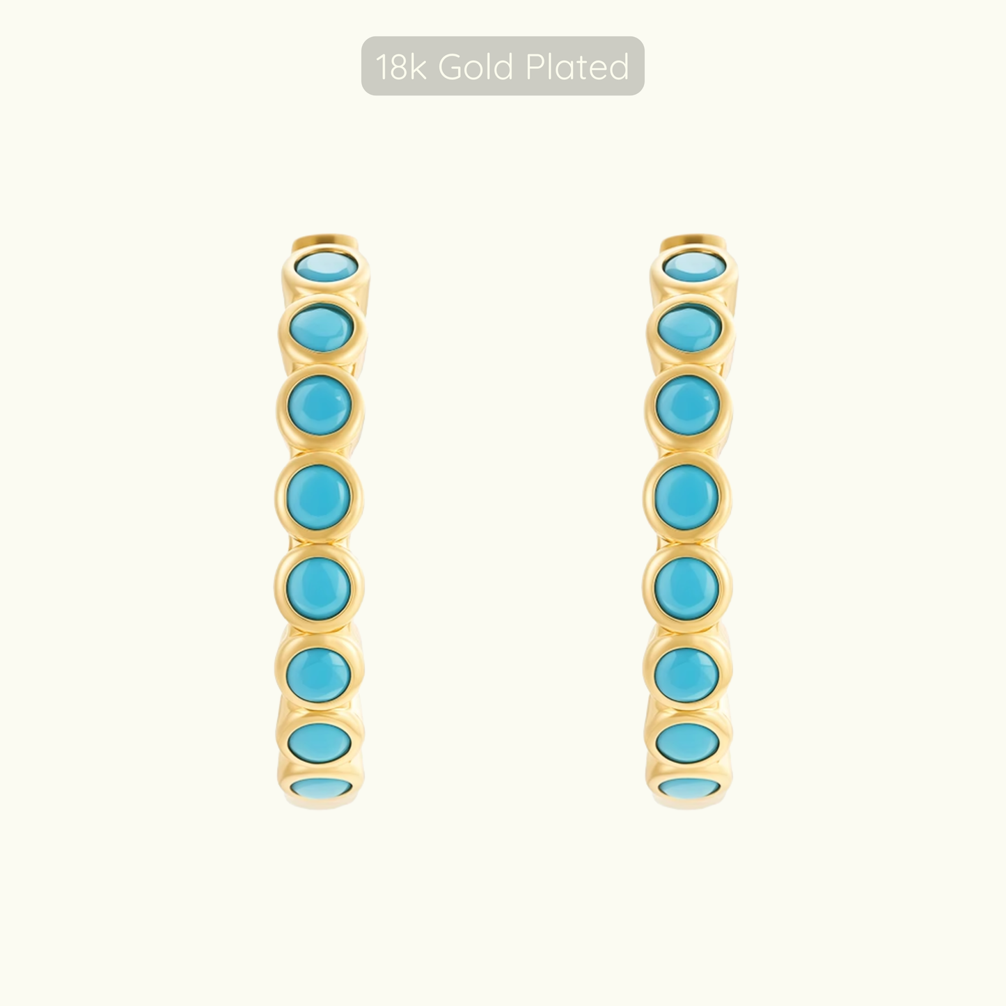 Sofia Hoops - 18k Gold Plated with Turquoise Stones