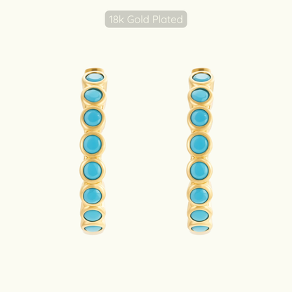 Sofia Hoops - 18k Gold Plated with Turquoise Stones