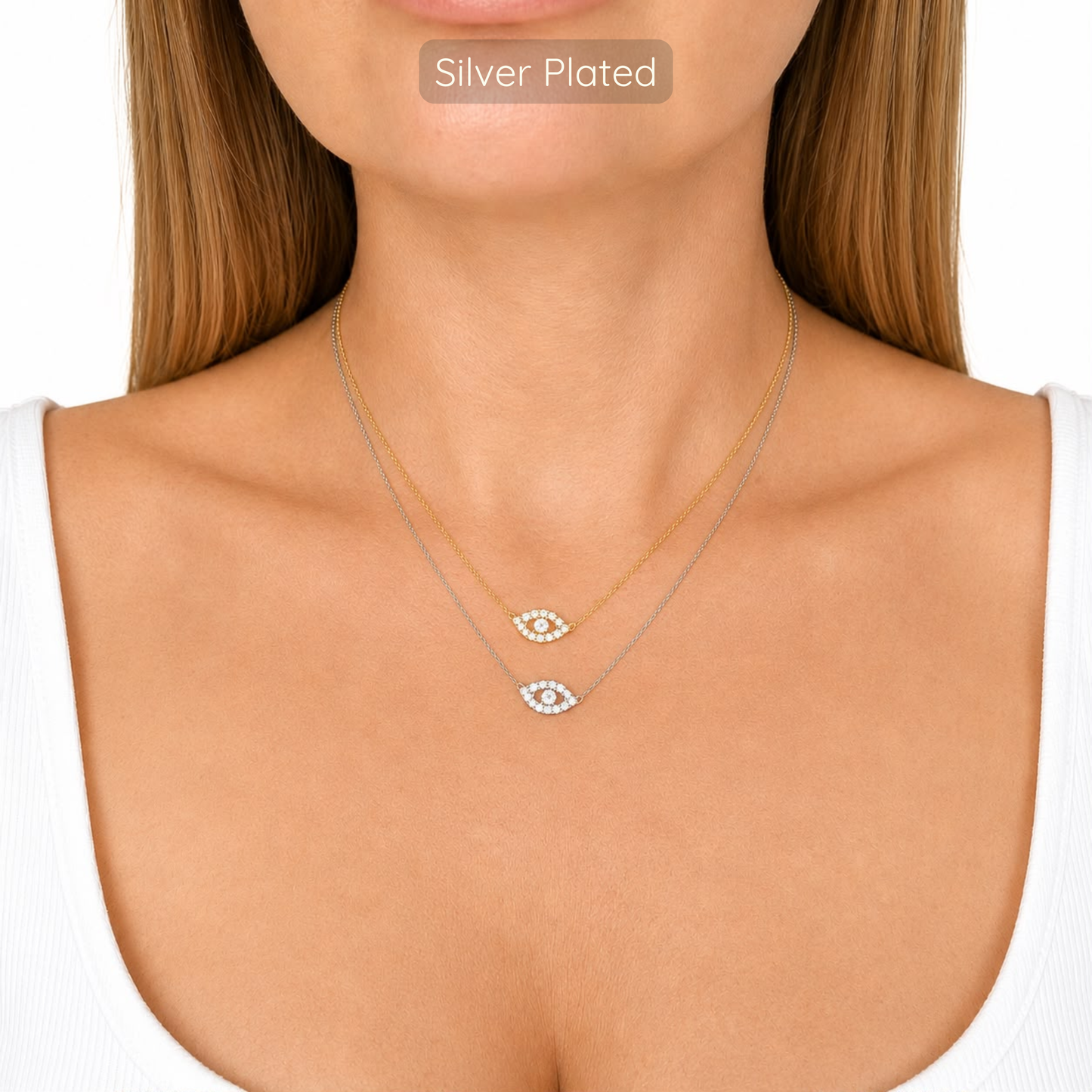Evil Eye Necklace - Silver Plated